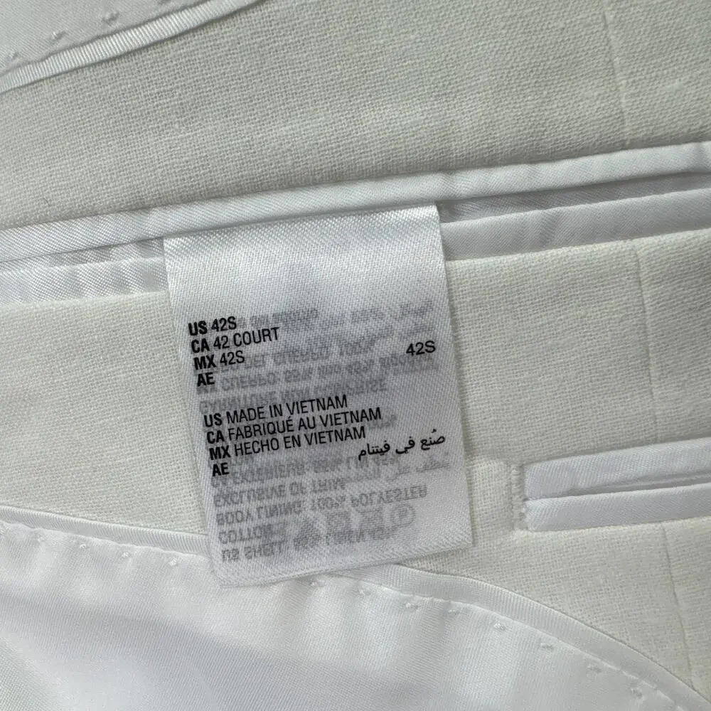 Bar III Mens Slim Fit Linen Cotton Solid Suit Jacket White 42S